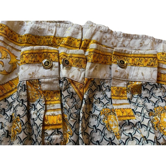 Vintage Monzini Silk & Gold Metallic Shirt Medusa Medallion Baroque Greek L - Picture 7 of 11